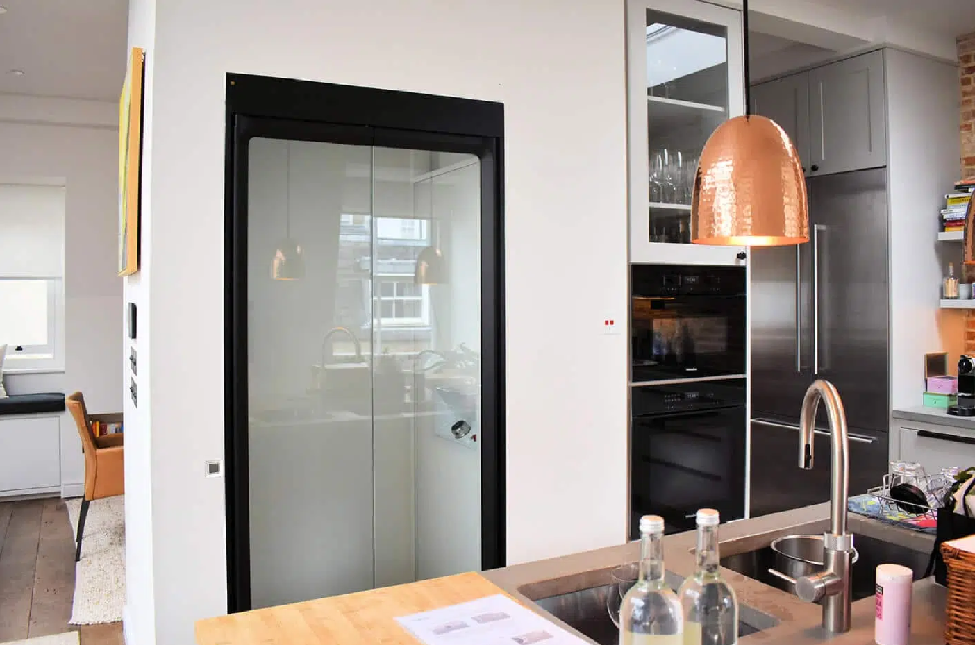 Home elevator in a kitchen