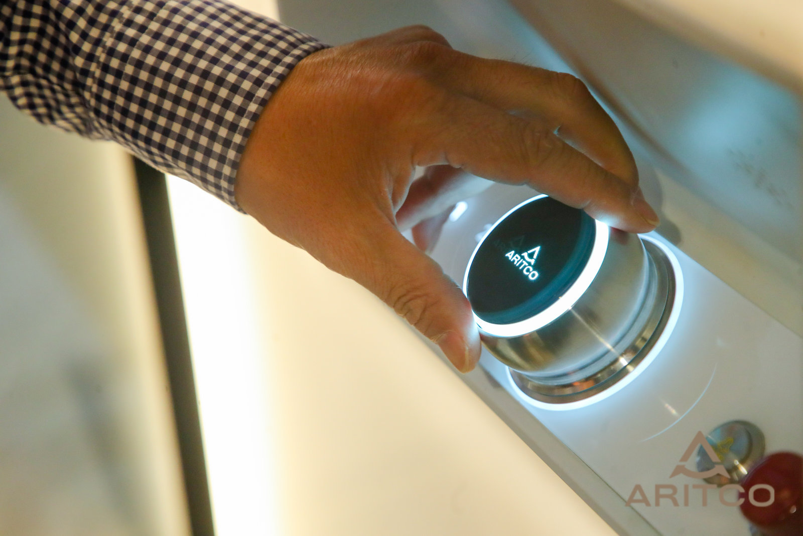 Close up at the smart control on a home lift