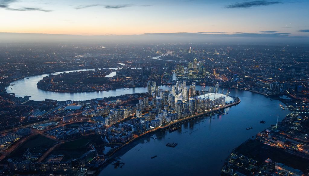 Overview over London, GB in the evening