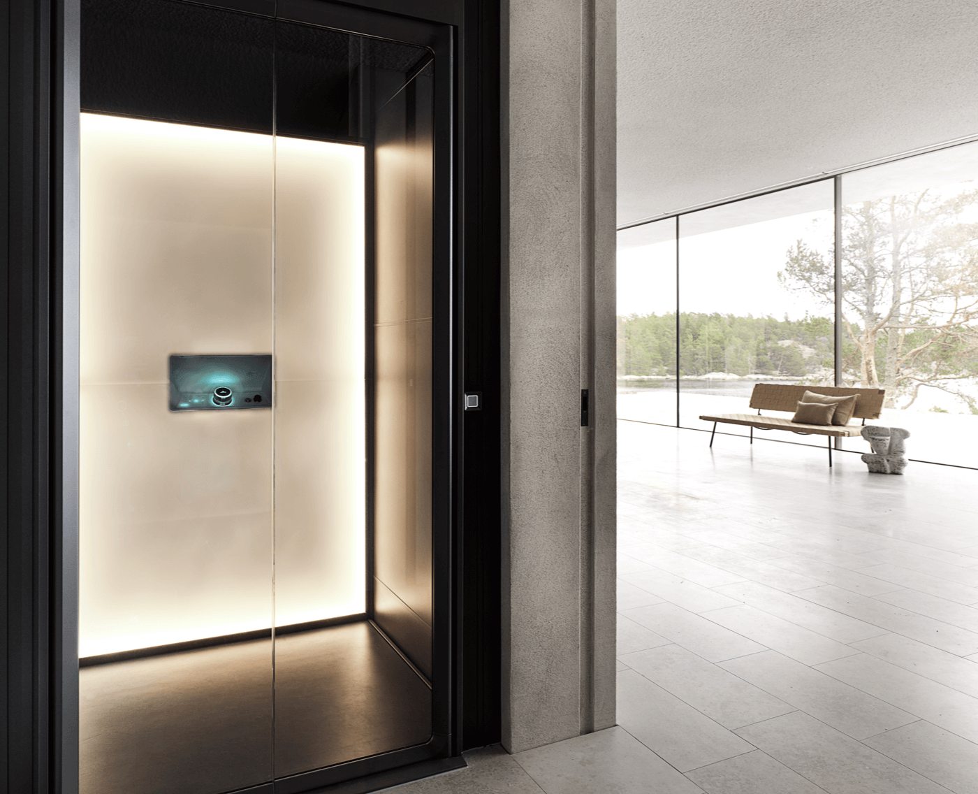 An home elevator from Aritco in a living room space