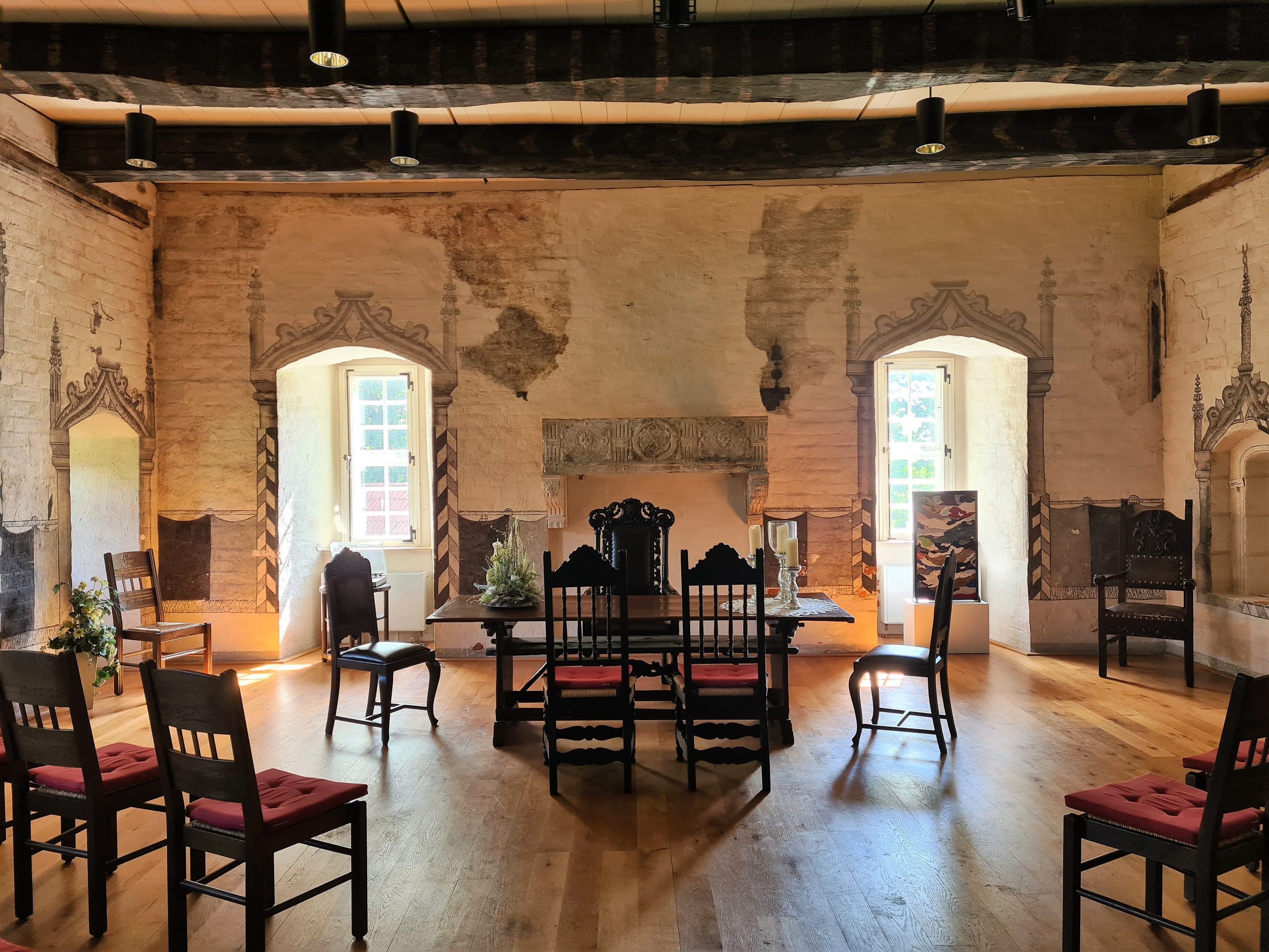 A castle room with old furnitures in Burg zu Hagen Palace, Germany