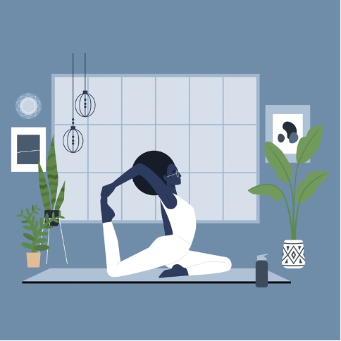Illustration of a woman doing yoga on a mat