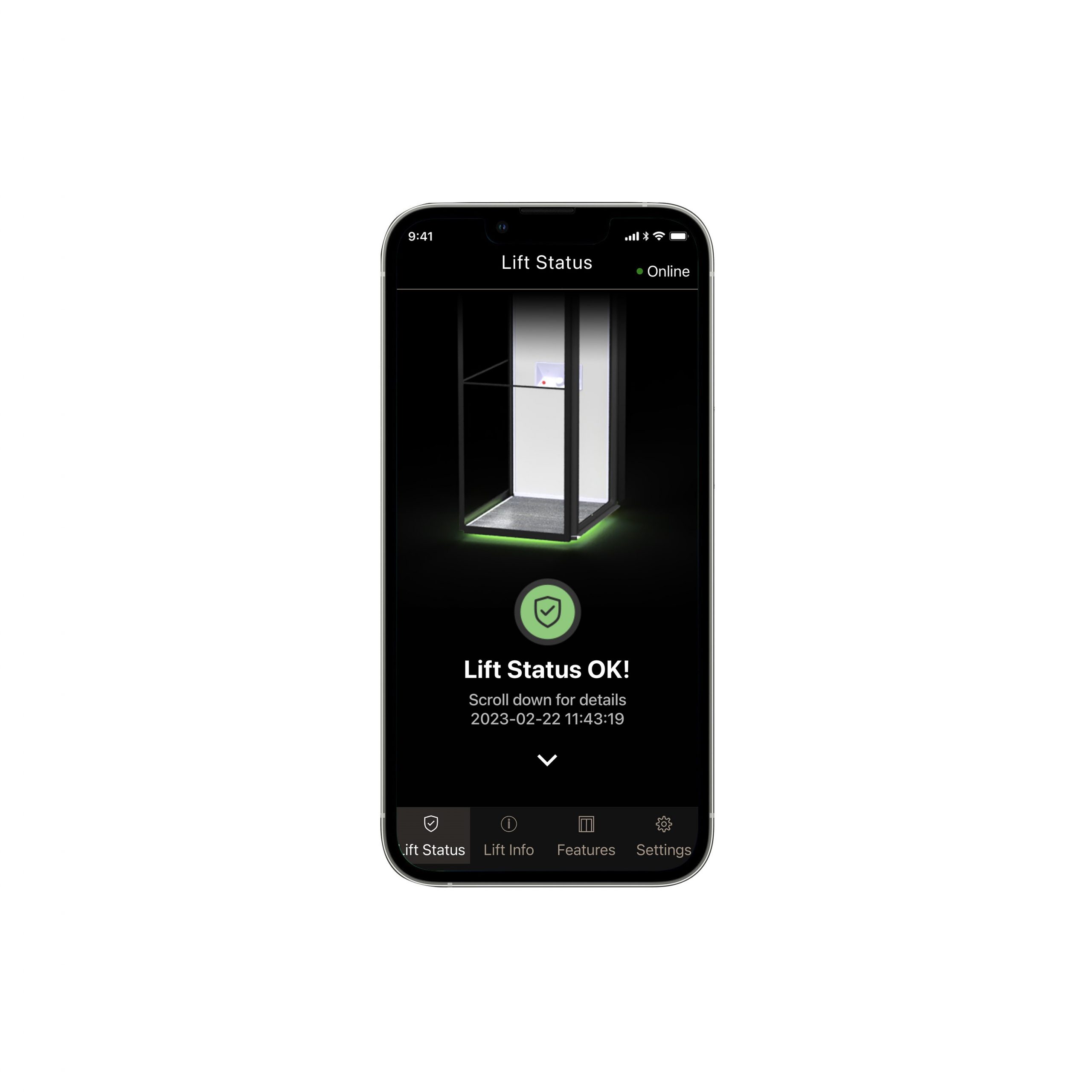 SmartLift App iPhone Lift status Grön New
